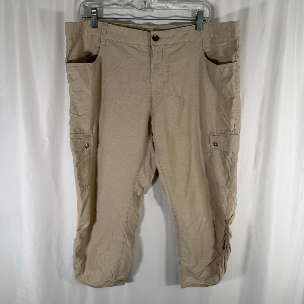 Woolrich Cargo Capri Pants Women's 12 Beige Hiking Pockets Lightweight